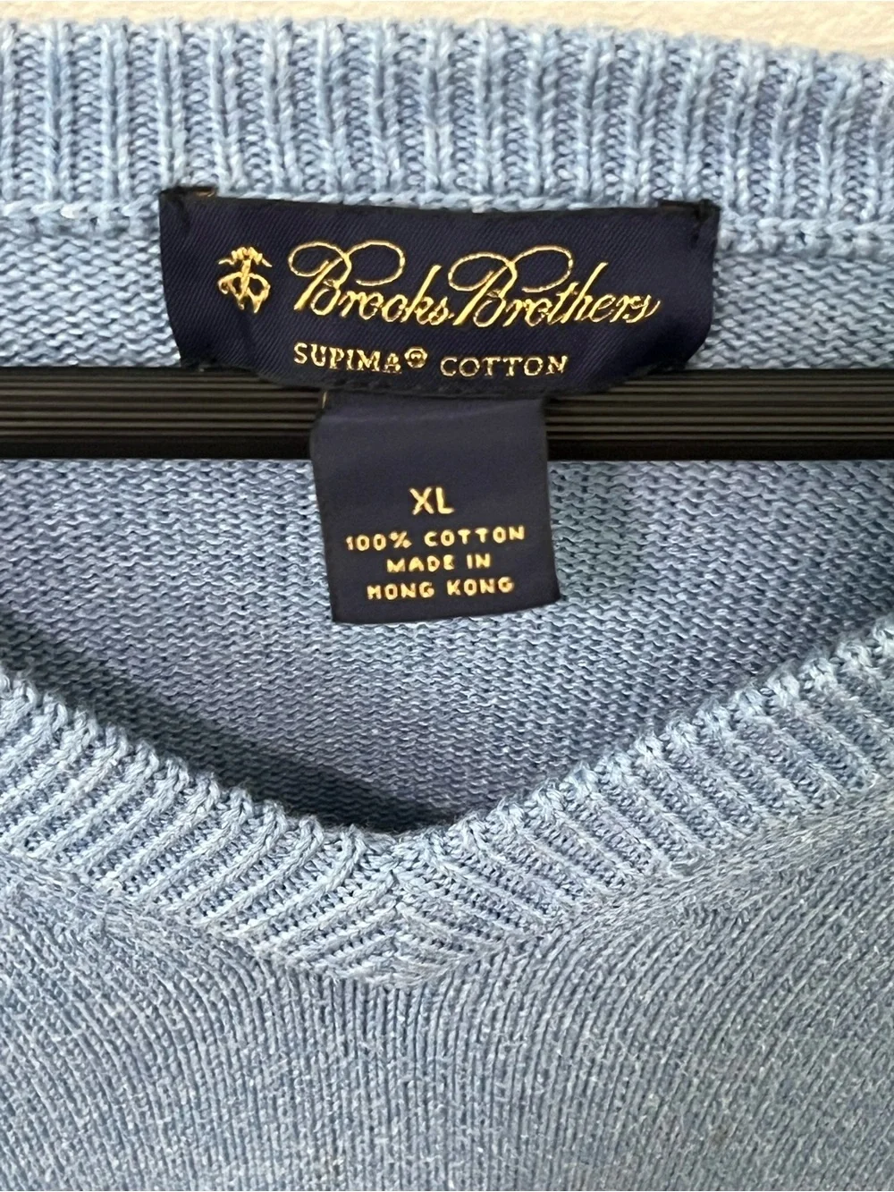 Brooks Brothers Light Blue V‑Neck Supima Cotton Sweater